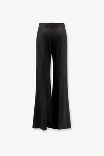 Balenciaga women’s black viscose wide-leg trousers with sleek smooth fabric and straight-cut silhouette