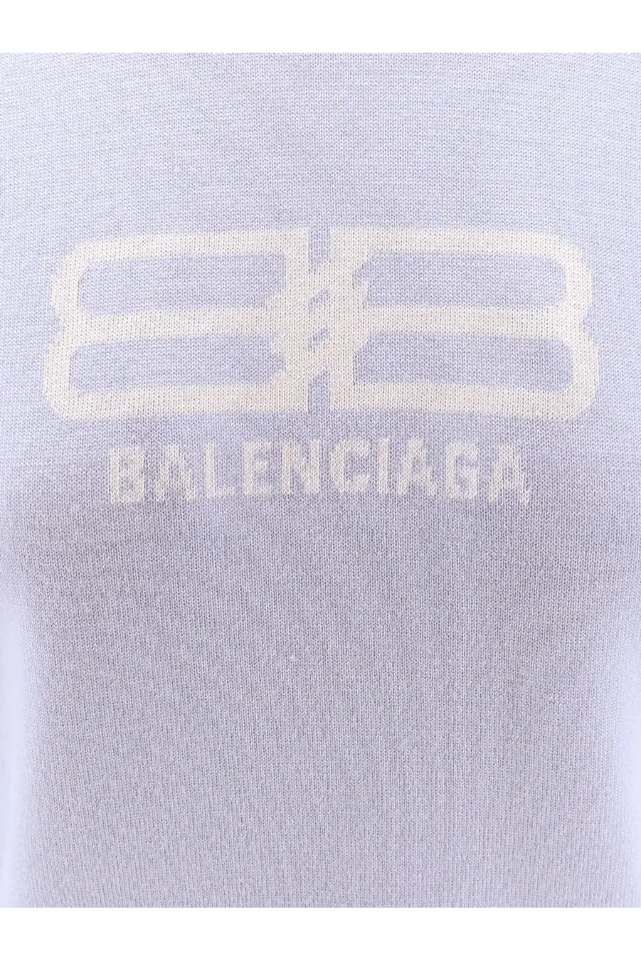Light purple balenciaga wool and cotton blend sweatshirt with cream interlocking bb logo and brand name embroidery