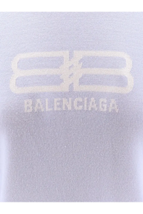 Light purple balenciaga wool and cotton blend sweatshirt with cream interlocking bb logo and brand name embroidery