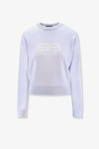 Balenciaga Women's Wool and Cotton Blend Sweater Blue