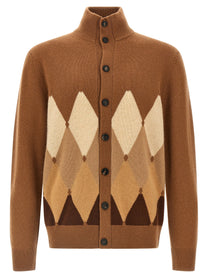 BALLANTYNE - BALLANTYNE - Cardigan Argyle - Men’s Knitwear