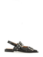 Ganni Women's Buckle Ballet Flats Black