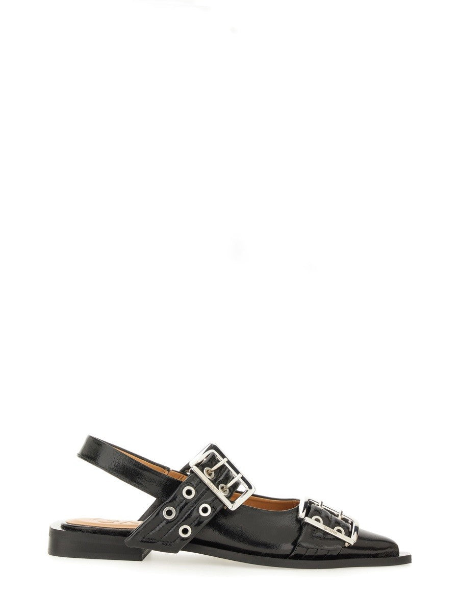 Ganni Women's Buckle Ballet Flats Black
