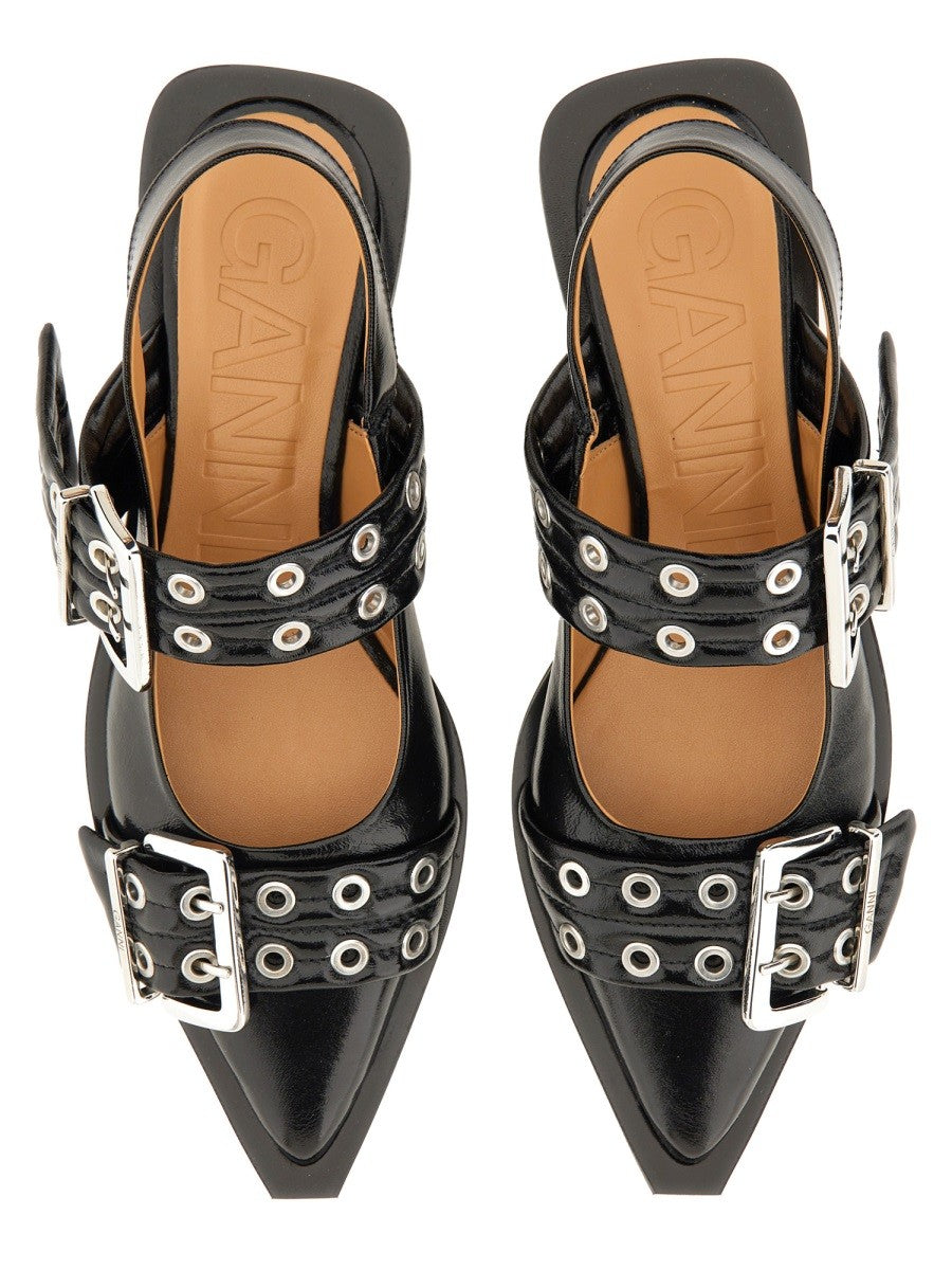 Ganni Women's Ballerina Con Fibbia Black