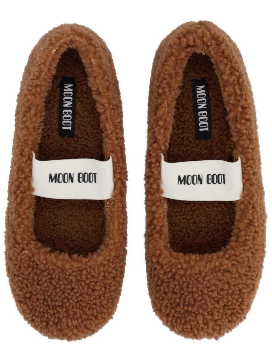 Moon Boot Women's Shearling Ballet Flats Brown, view 5