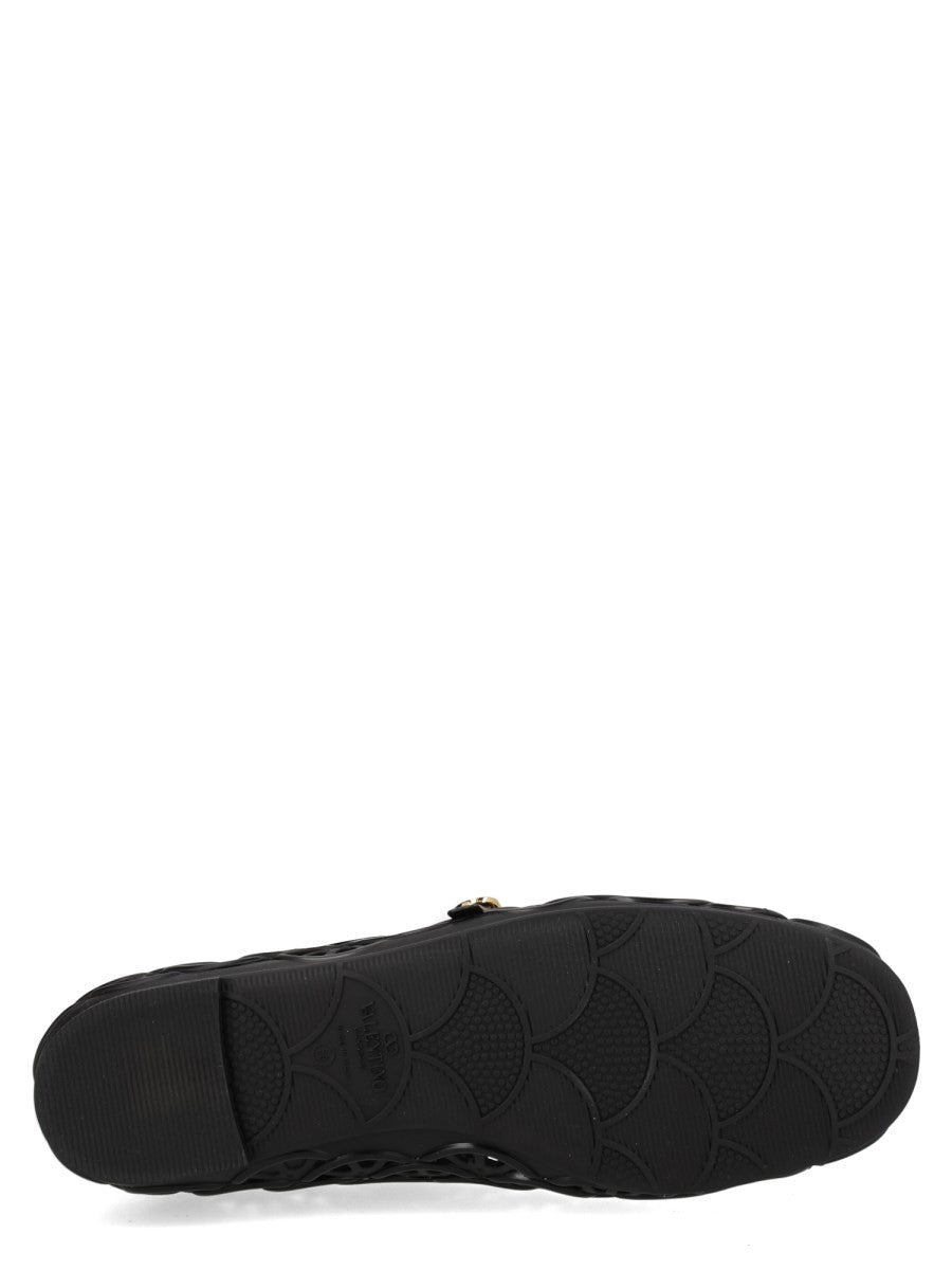 Valentino Women's Ondette Ballet Flats with Motif Scallops Black, view 6