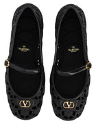 Valentino Women's Ondette Ballet Flats with Motif Scallops Black, view 5