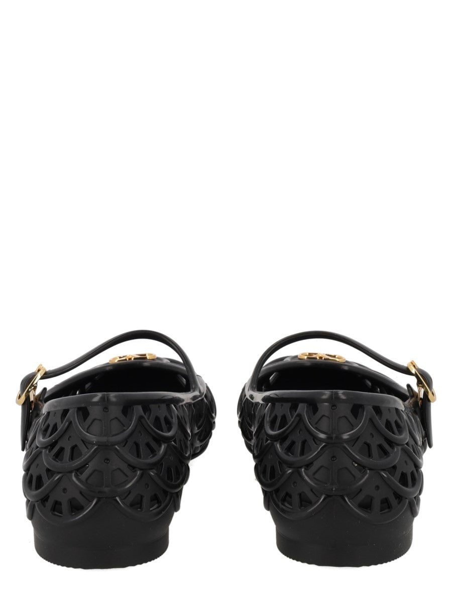 Valentino Women's Ondette Ballet Flats with Motif Scallops Black, view 4