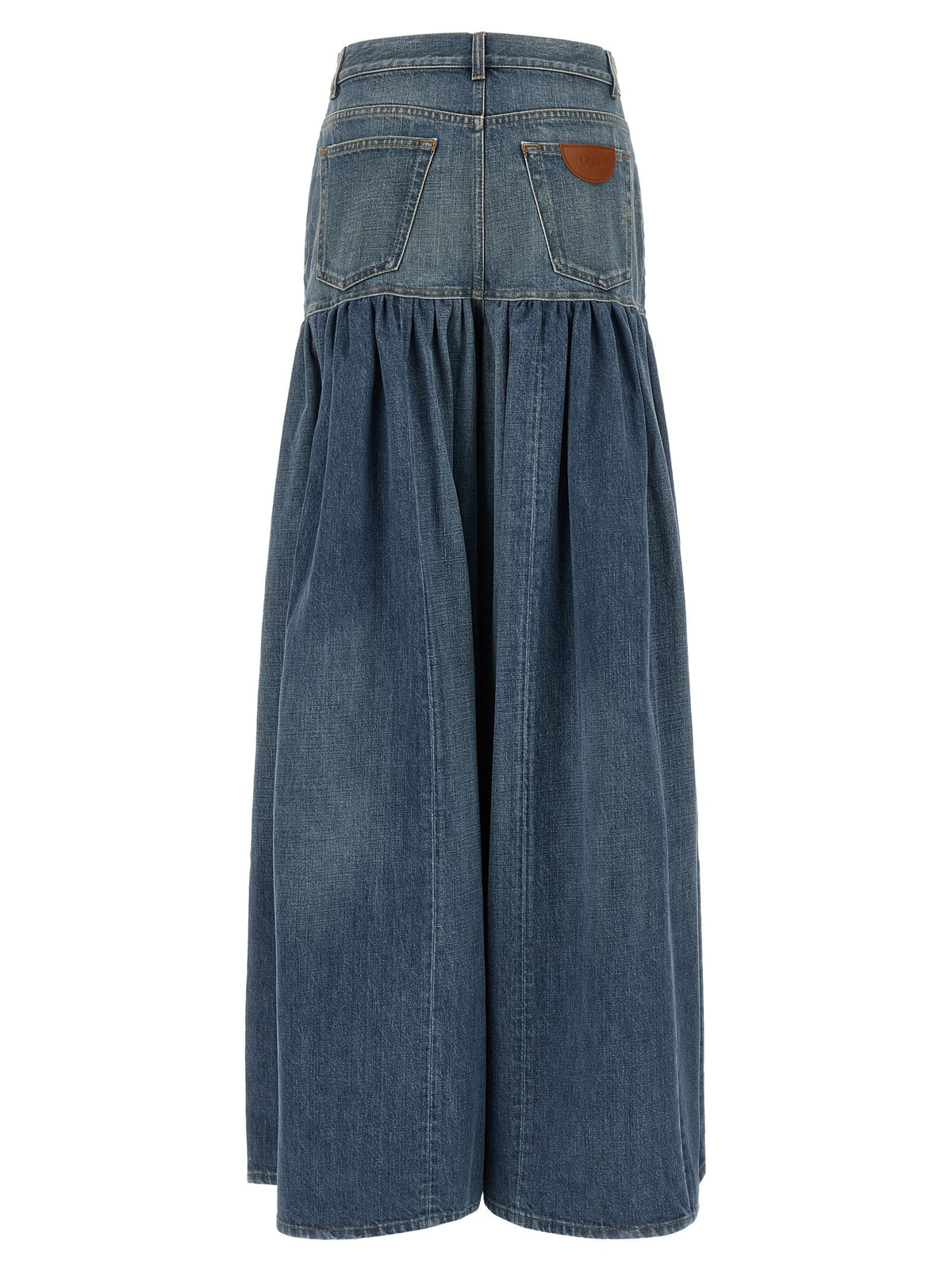 Chloé Balloon Denim Skirt Blue