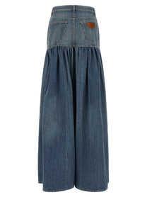 Chloé Balloon Denim Skirt Blue