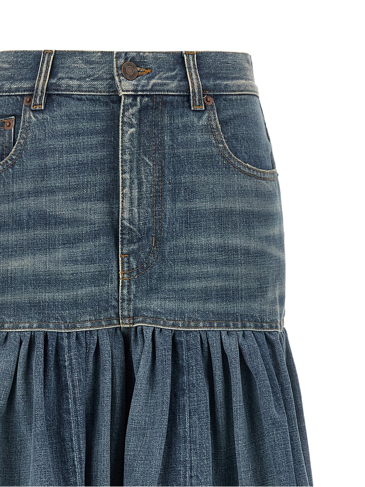 Chloé Balloon Denim Skirt Blue