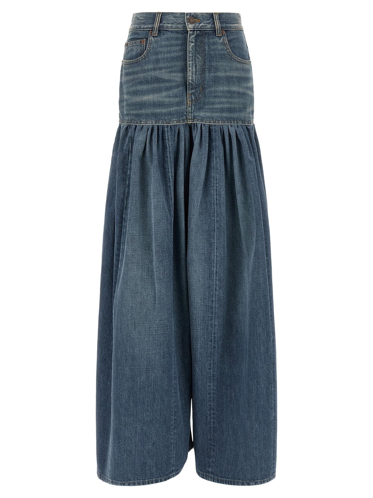 Chloé Balloon Denim Skirt Blue