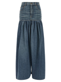 Chloé Balloon Denim Skirt Blue