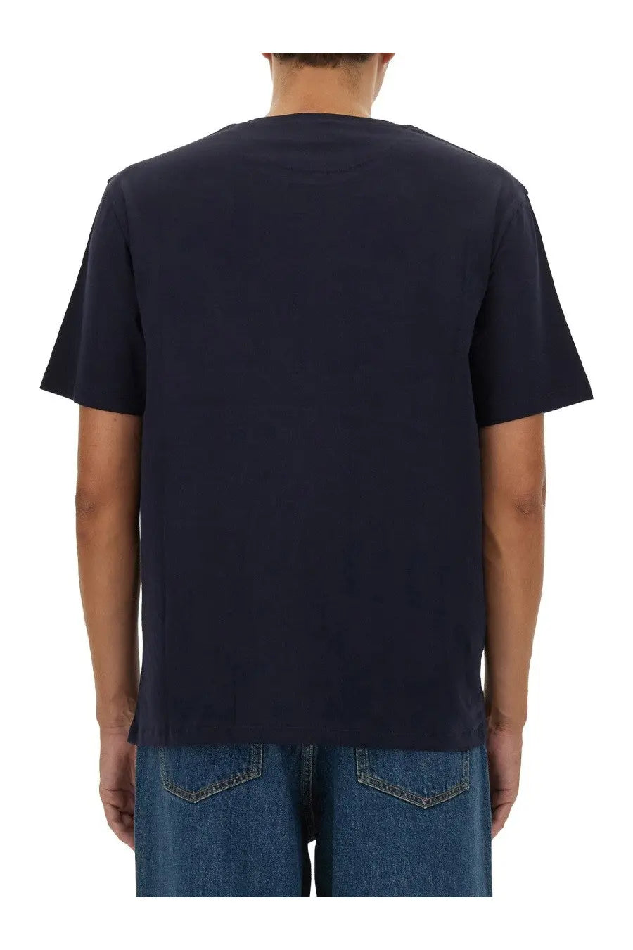 Navy blue cotton Bally men’s shirt with simple round neckline and short sleeves perfect for casual wear