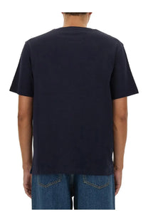 Navy blue cotton Bally men’s shirt with simple round neckline and short sleeves perfect for casual wear