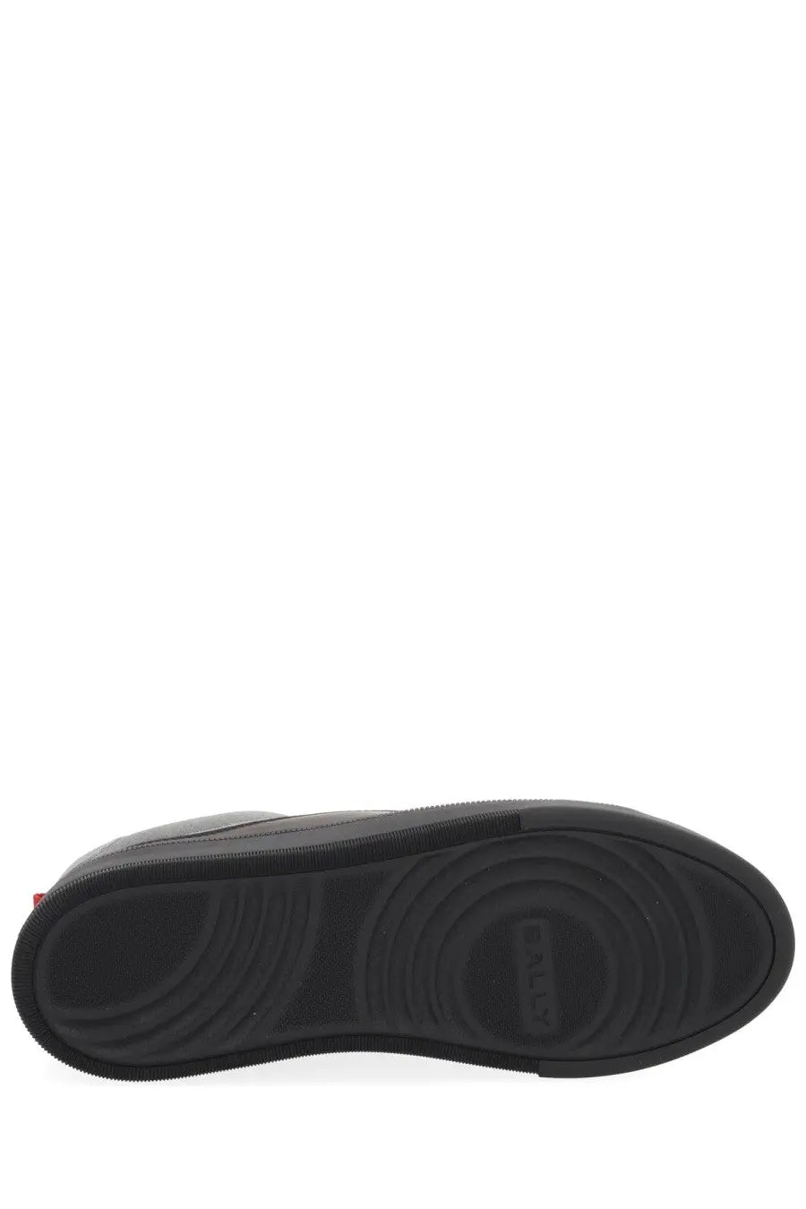 Black rubber sole with concentric circular tread and embossed attl logo of Bally mens sneaker Rossy black