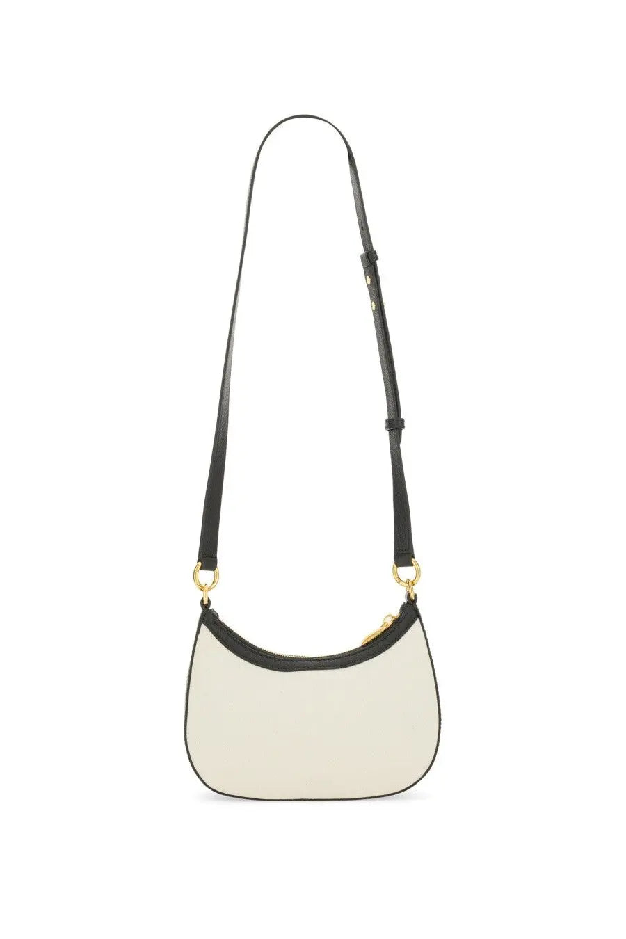 Bally women’s cream-colored leather crossbody bag with black trim and gold-tone hardware in white color
