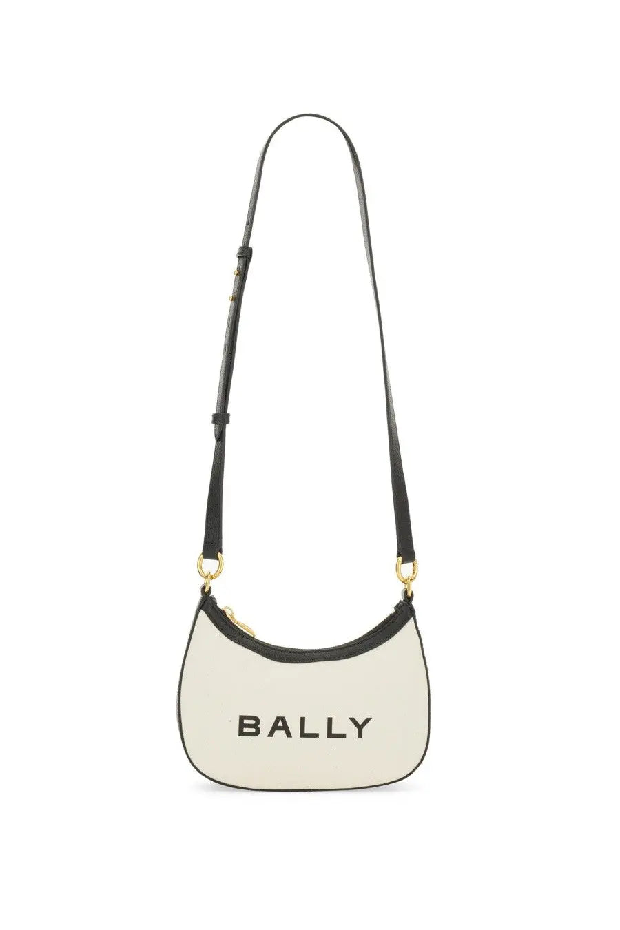 Bally women’s cream-colored bally shoulder bag with black trim and gold-tone hardware in white leather