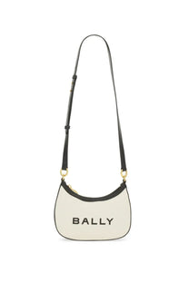 Bally women’s cream-colored bally shoulder bag with black trim and gold-tone hardware in white leather