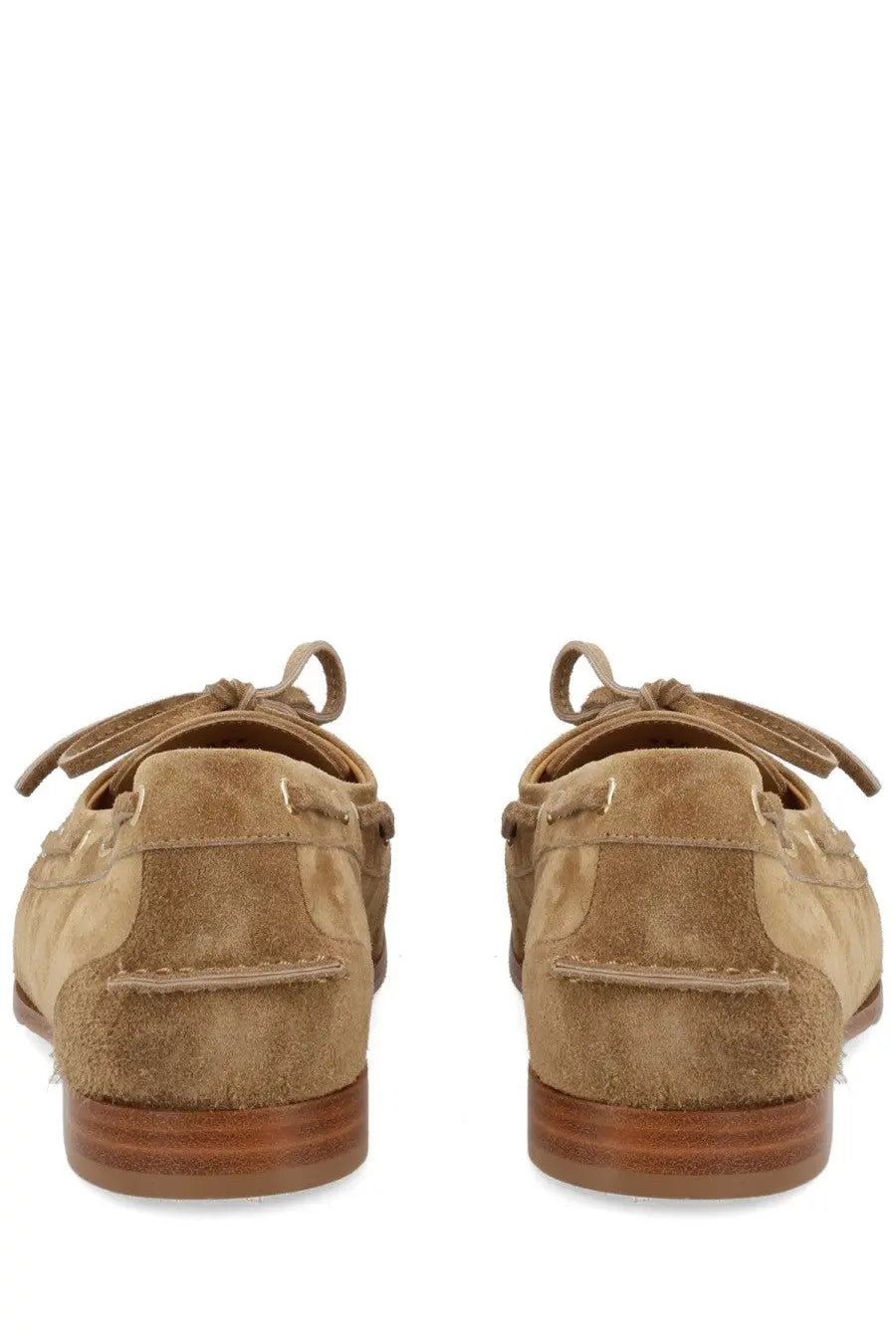 Bally women’s mocassino plum brown tan suede boat shoes with brown leather soles and matching laces