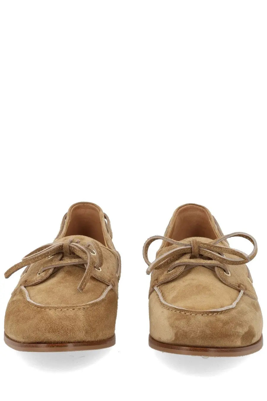 Bally women’s mocassino plum brown tan suede boat shoes with matching laces and brown rubber sole