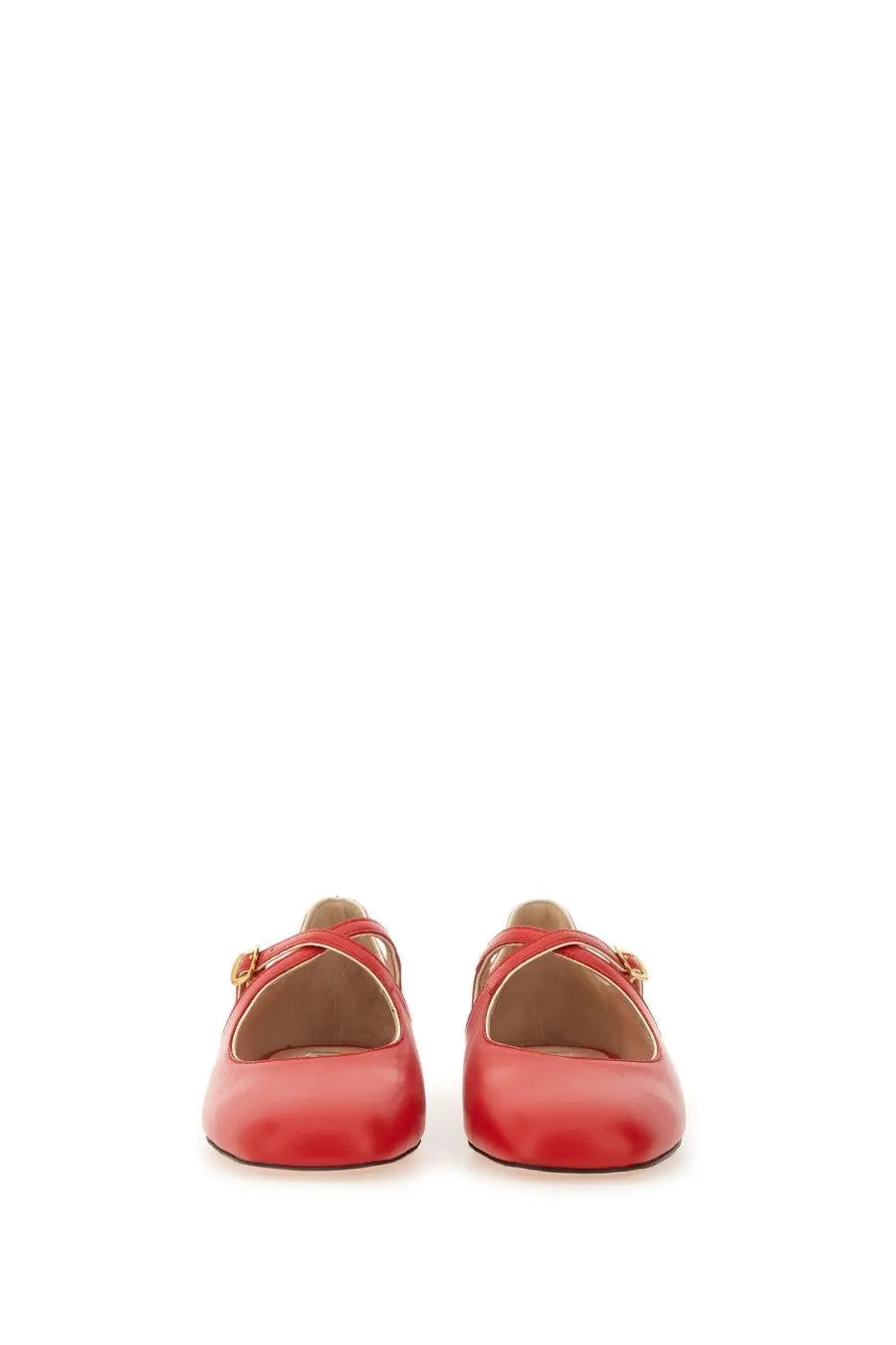 Red leather mary jane flats with gold tone buckle details from Bally womens sandal Beliska in red