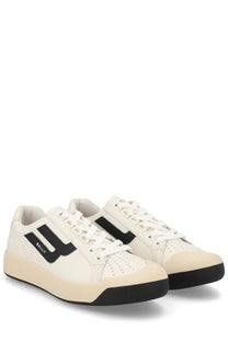 Bally women’s sneaker competition white with black accents and beige rubber sole in leather and mesh materials