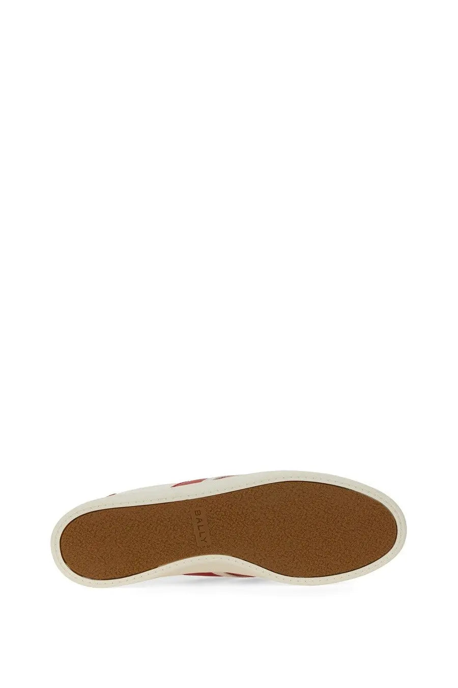 Bally women’s tyger sneaker white low-top sneaker with white and red upper and rubber sole visible from front side
