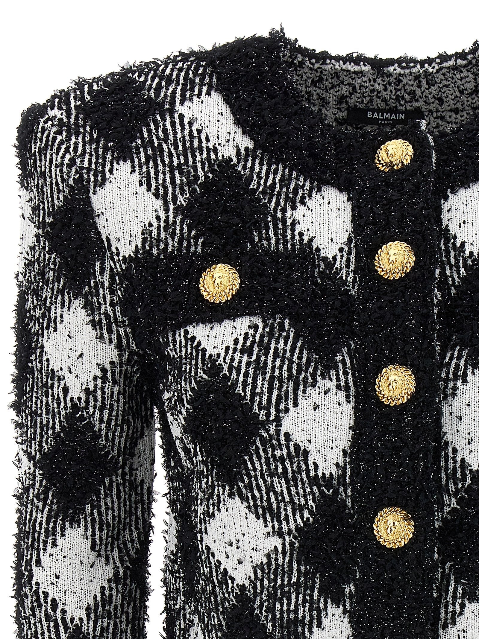 BALMAIN - BALMAIN - Vichy tweed short jacket - Women’s Clothing