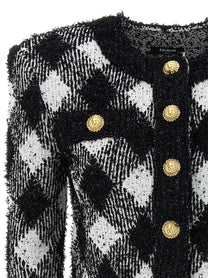 BALMAIN - BALMAIN - Vichy tweed short jacket - Women’s Clothing
