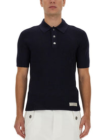 Balmain - Balmain Polo With Logo Patch - Men’s Tops