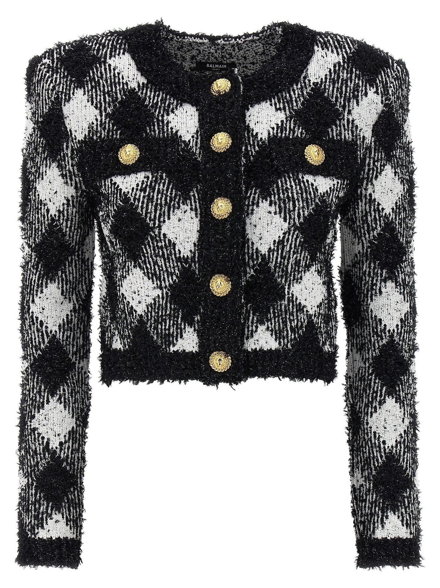 BALMAIN - BALMAIN - Vichy tweed short jacket - Women’s Clothing
