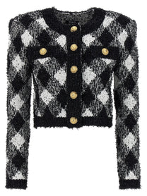 BALMAIN - BALMAIN - Vichy tweed short jacket - Women’s Clothing