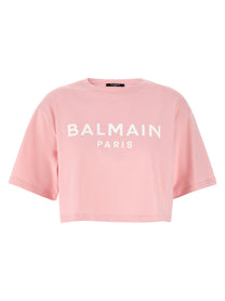 BALMAIN - BALMAIN - Logo crop T-shirt - Women’s Tops
