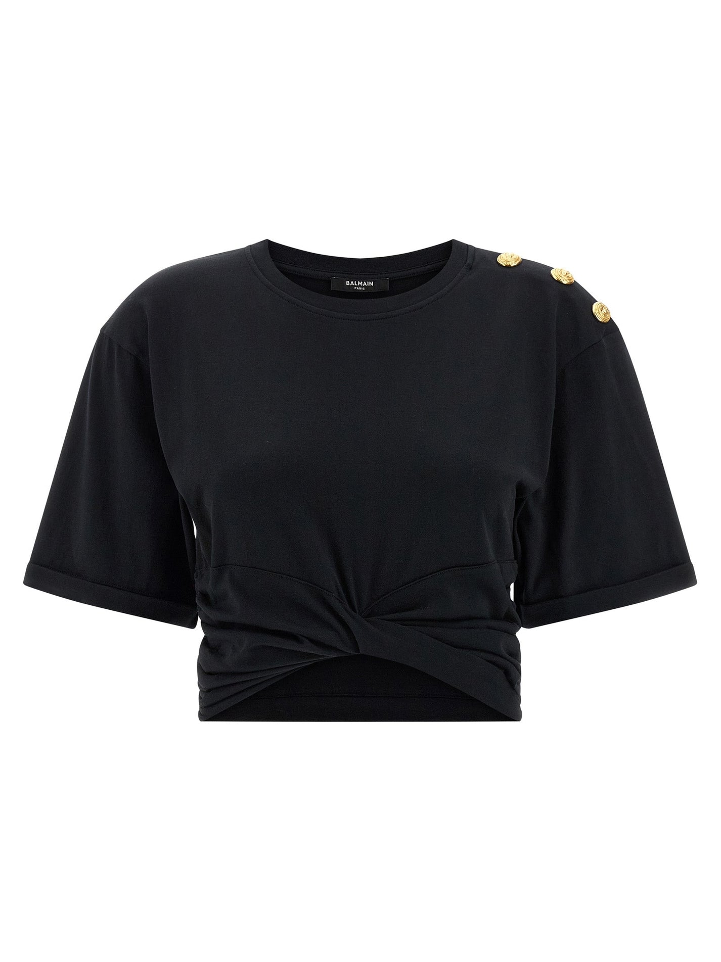 BALMAIN - BALMAIN - Knotted crop t-shirt - Women’s Tops