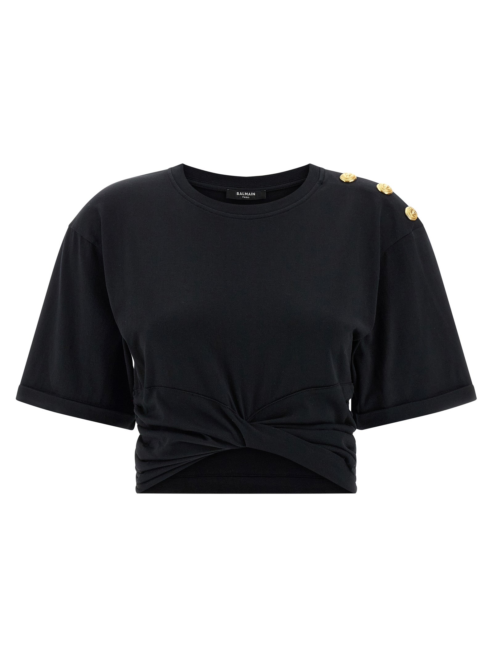 BALMAIN - BALMAIN - Knotted crop t-shirt - Women’s Tops