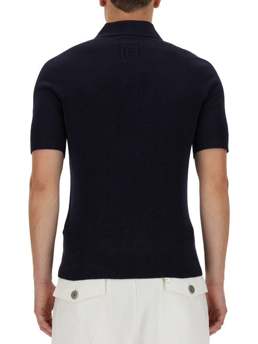 Balmain - Balmain Polo With Logo Patch - Men’s Tops