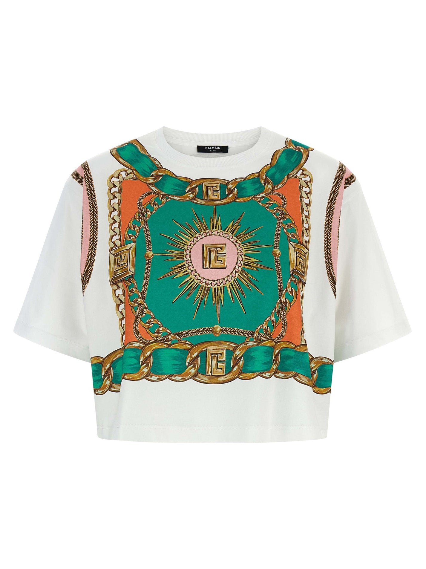 BALMAIN - BALMAIN - ’Balmain Foulard’ print T-shirt - Women’s Tops