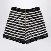 Balmain - Balmain Black/white striped shorts with sequins - Short trousers