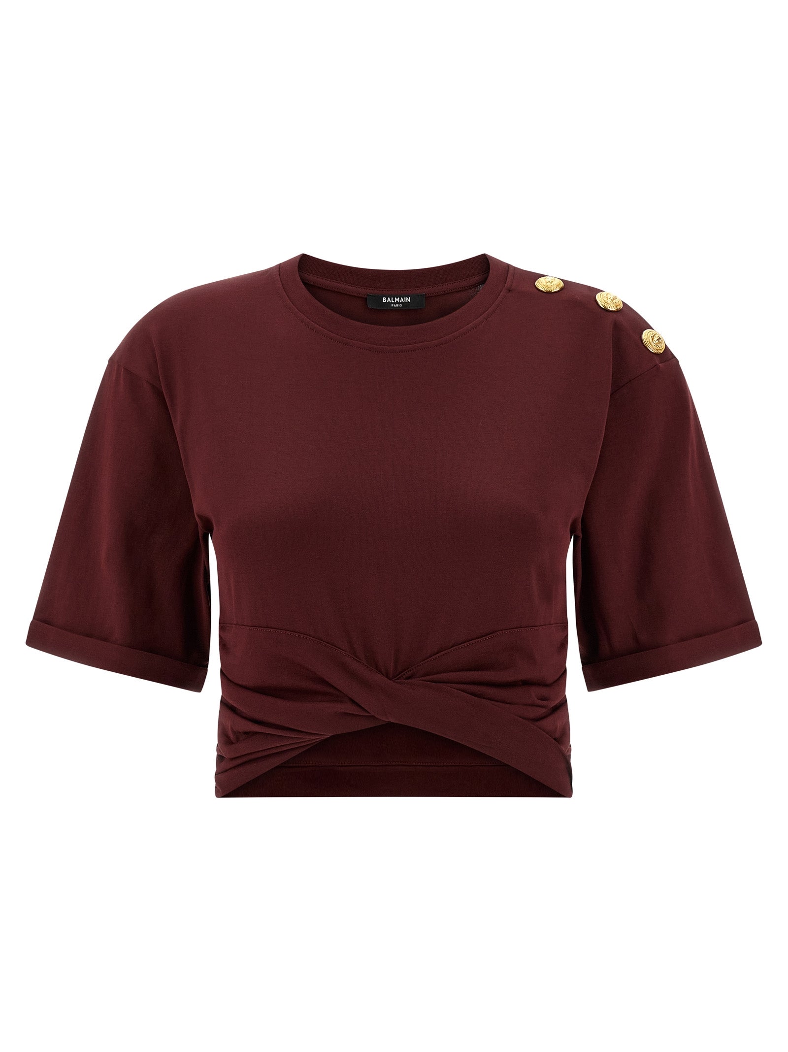 BALMAIN - BALMAIN - Knotted crop t-shirt - Women’s Tops