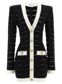 BALMAIN - BALMAIN - Two-tone knit dress - Women’s Clothing