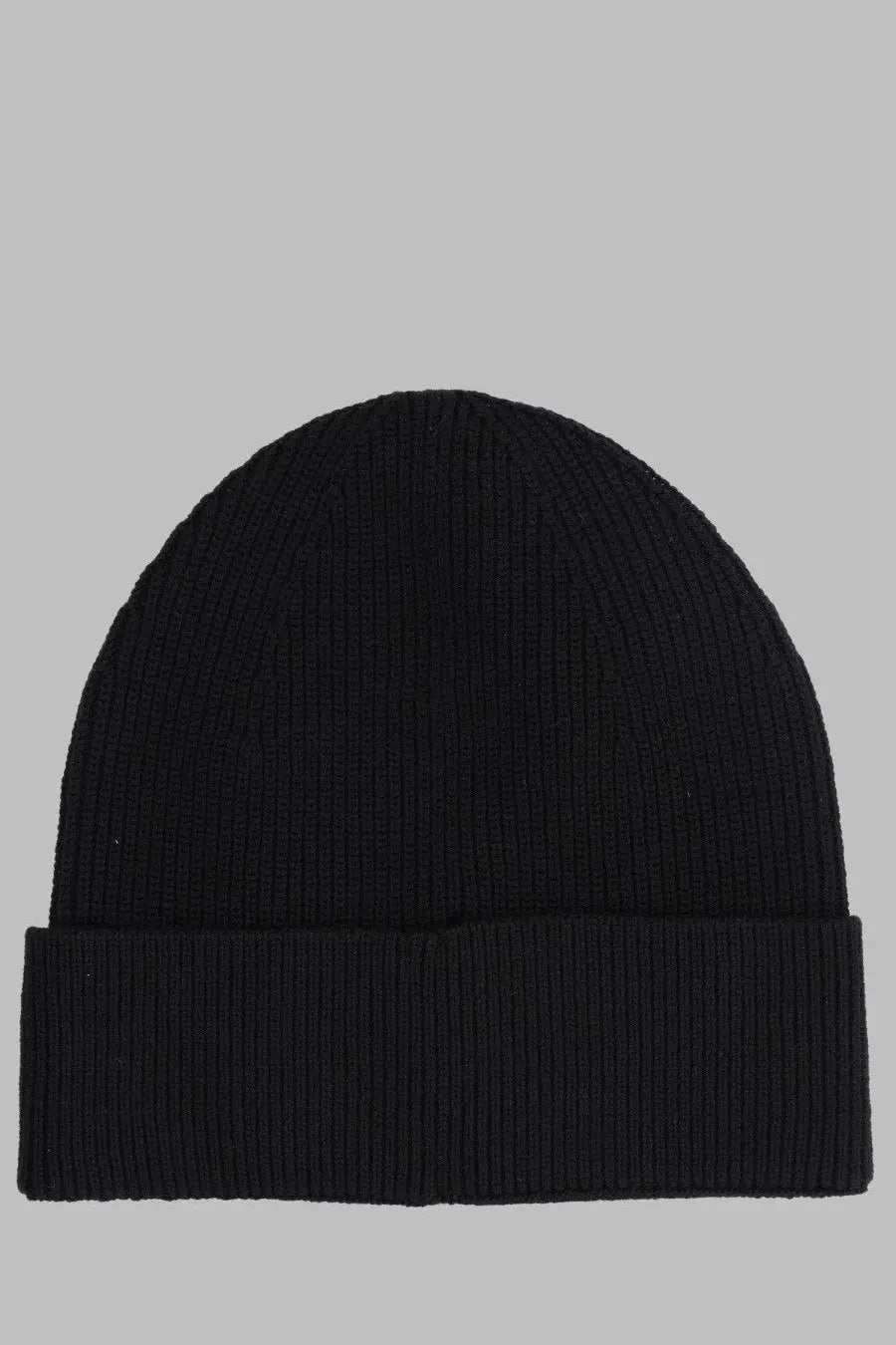 Balmain men’s black ribbed knit beanie with folded cuff made from soft warm fabric for cold weather wear