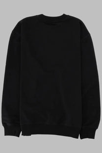 Balmain men’s classic black crewneck sweatshirt with ribbed cuffs and hem in soft cotton material