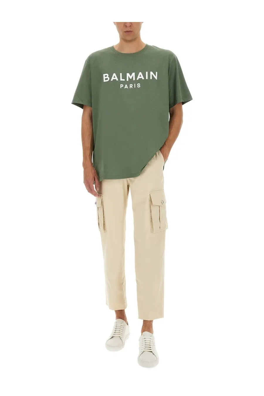 Balmain Men's Cotton Cargo Pants Beige, view 2