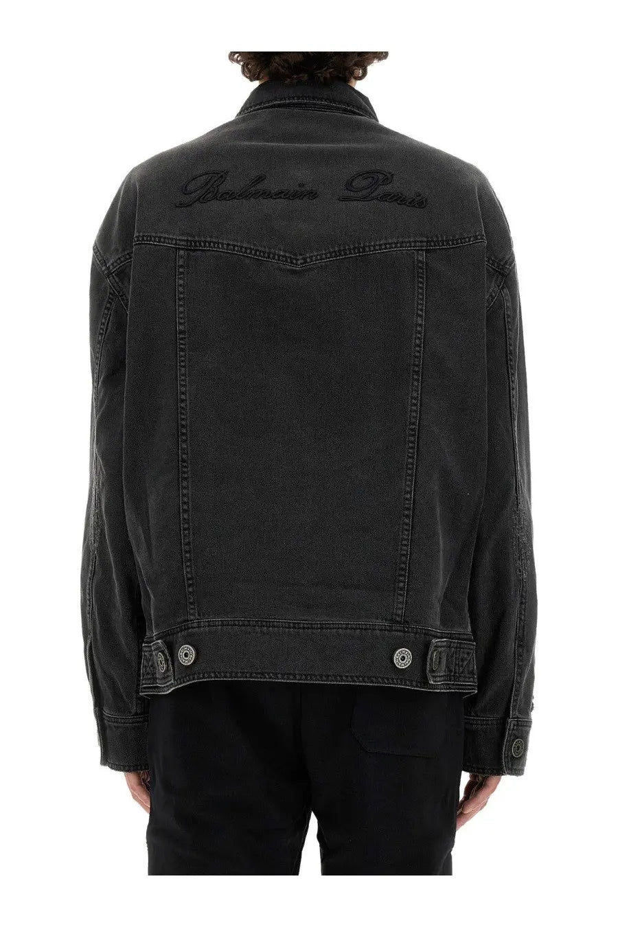 Balmain Men's Denim Jacket Black, view 3