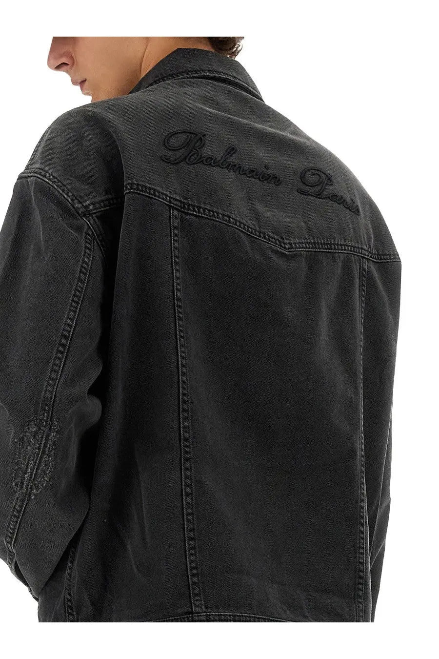 Balmain Men's Denim Jacket Black, view 4