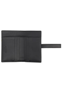 Balmain men’s monogram card holder multicolor black leather wallet with minimalist design multiple card slots and side strap