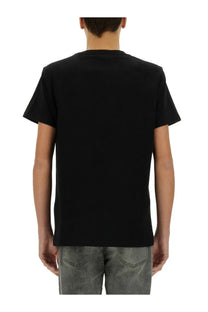 Balmain men’s black short-sleeved t-shirt with a simple crew neck design made of soft cotton fabric