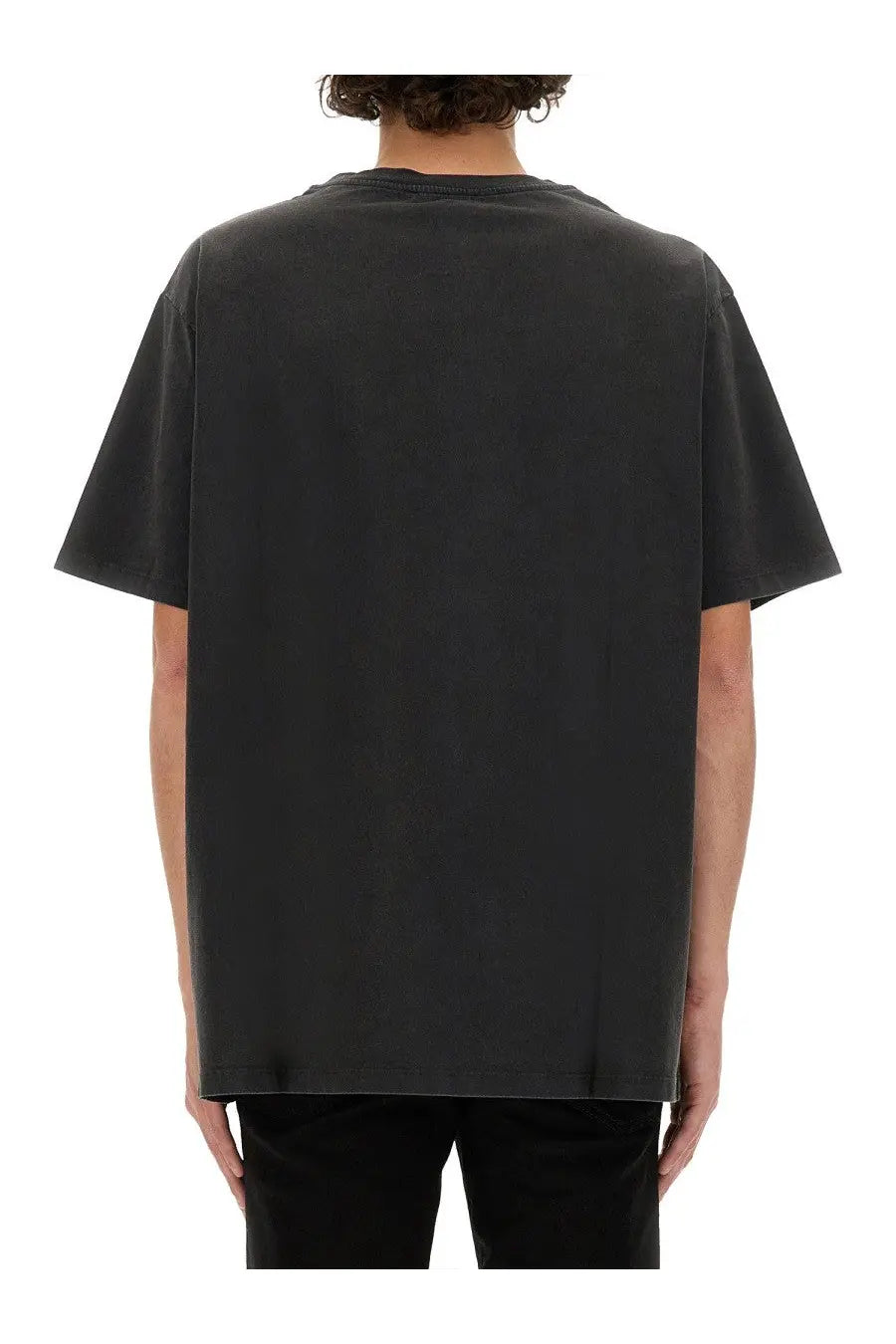 Balmain men’s shirt grey black oversized cotton t-shirt with relaxed fit and subtle faded texture front view