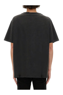 Balmain men’s shirt grey black oversized cotton t-shirt with relaxed fit and subtle faded texture front view